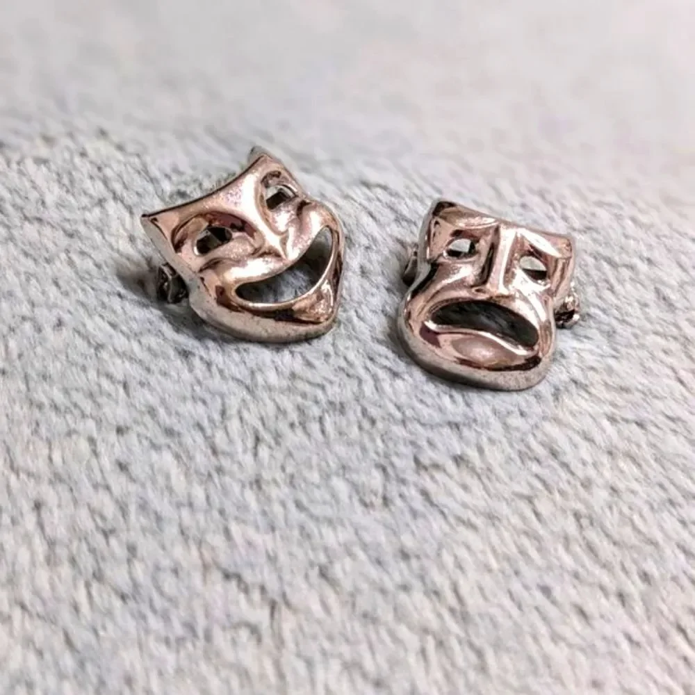 Vintage 70's Rhodium Plated Comedy and Tragedy Small Scatter Pins